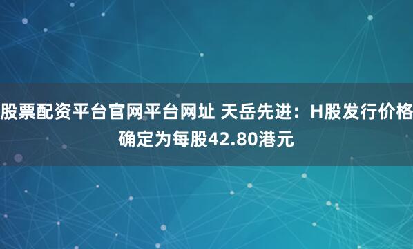 股票配资平台官网平台网址 天岳先进：H股发行价格确定为每股42.80港元